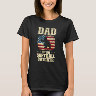 T-shirt Blagues de papa catchers de softball Drapeau améri