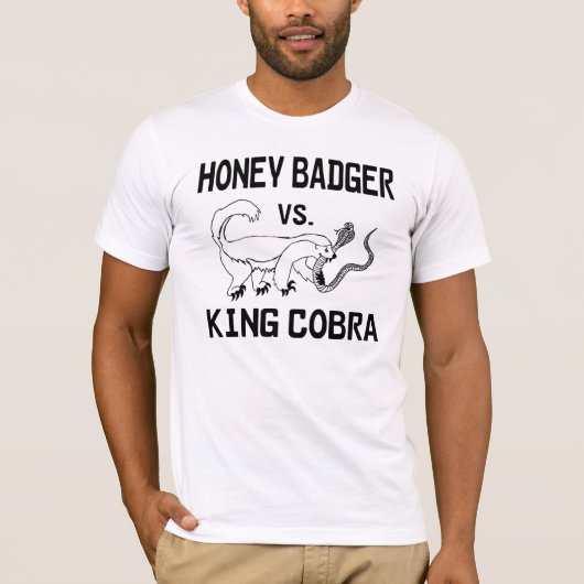 T-shirt Blaireau de miel contre le Roi cobra (Devant)