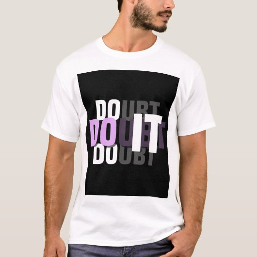 T-shirt blanc à demi-manches avec graphique « DOUB (Devant)