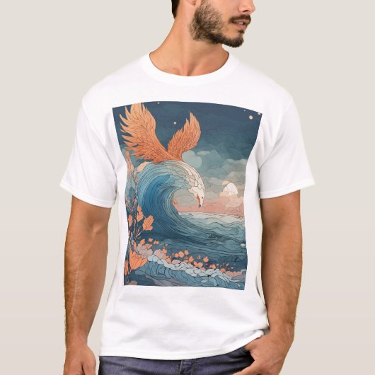 T-shirt blanc Aigle d'eau - Soir avec style (Devant)