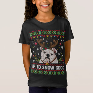 T-Shirt Blanc anglais Chien-chien Reindeer Vilain Noël