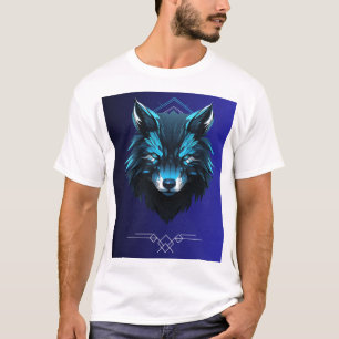 t-shirt blanc avec motif de loup sur le devant