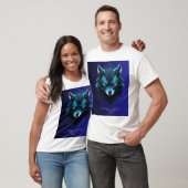t-shirt blanc avec motif de loup sur le devant (Unisexe)