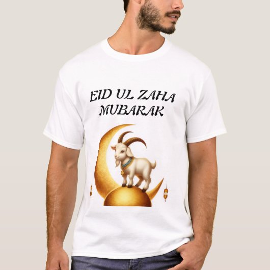 T-shirt blanc avec motif Eid mubarak (Devant)