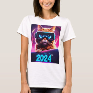T-shirt blanc avec photo de chat