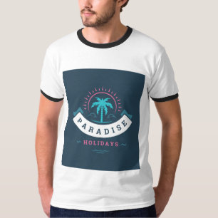 T-shirt blanc avec typographie Paradise Holiday