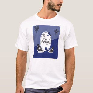 T-shirt Blanc Bleu Papa et Enfants Chaussures T-sh
