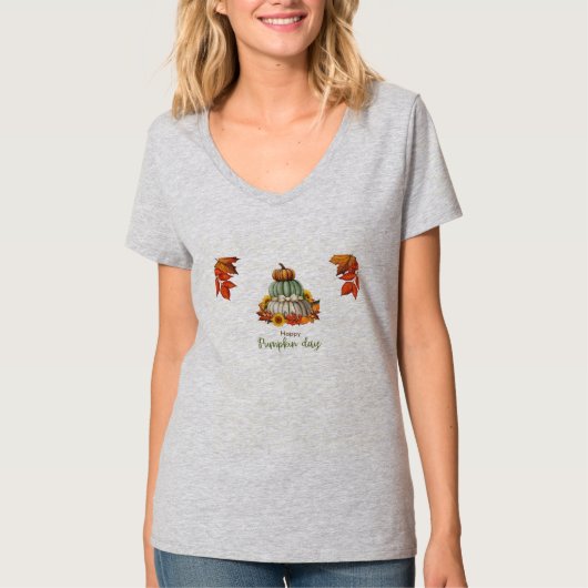 T-shirt blanc citrouille jour (Devant)