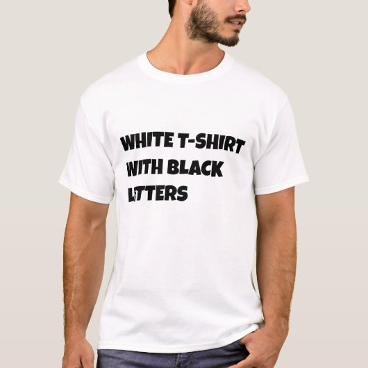 T-shirt blanc classique avec lettres noires (Devant)