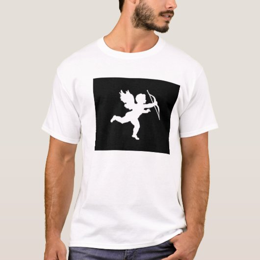 T-shirt blanc cupide sur noir (Devant)