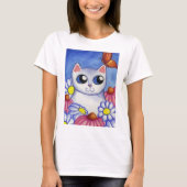 T-shirt blanc Daisy Chat (Devant)