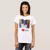 T-shirt blanc de base féminin Love Cats (Devant entier)