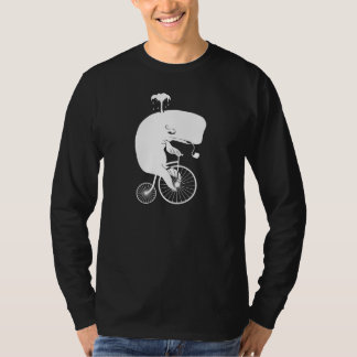 T-shirt Blanc de cavalier de baleine sur le vélo de quart