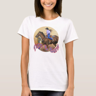 T-shirt blanc de course du baril de la femme