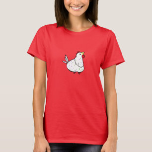 T-shirt blanc de dames de poulet