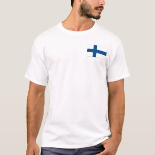T-shirt blanc de drapeau de poche de SISU