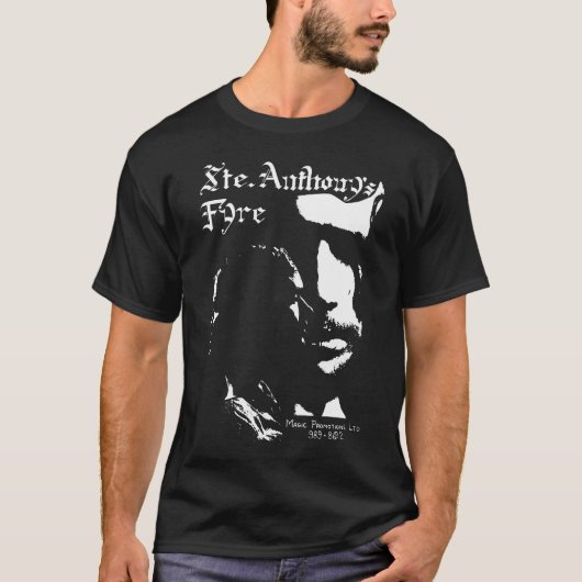 T-shirt Blanc de Fyre de Sainte Anthony sur le noir (Devant)