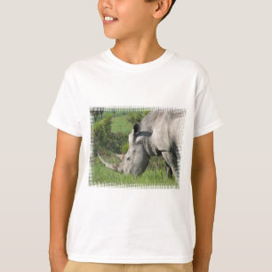 T-shirt blanc de la jeunesse de rhinocéros