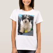 T-shirt Blanc de noir de chiot de délivrance de Havanese (Devant)