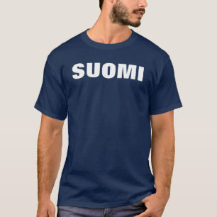 T-shirt Blanc de SUOMI (Finlande) sur T bleu-foncé