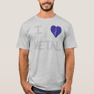T-shirt blanc en métal du coeur i sur le gris