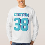 T-shirt Blanc et football Jersey de sports des adultes |<br><div class="desc">Blanc et conception du Jersey du football de sports des adultes | de turquoise • T-shirt de douille du Jersey des hommes long</div>