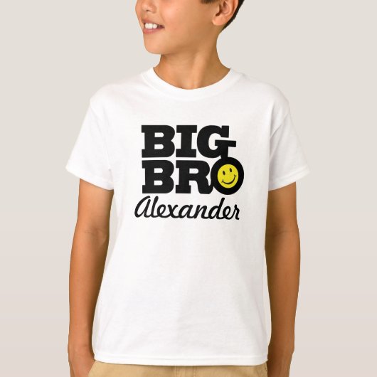 T-shirt blanc et jaune de grand de bro noir de nom (Devant)