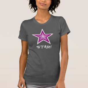 T-shirt blanc étoile rose 'STAR !' pour dames gris