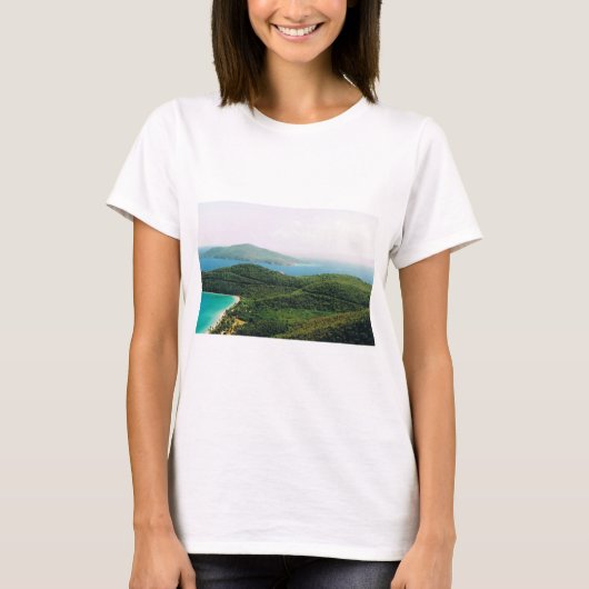 T-shirt blanc féminin avec scène St. Thomas (Devant)