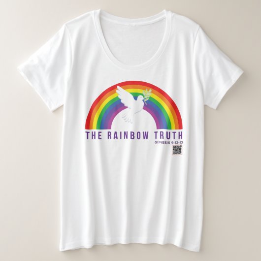 T-shirt blanc féminin plus Rainbow Truth Dove  (Design devant)