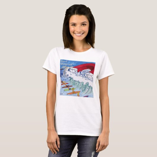 T-shirt blanc femme Surf Magnet (Devant entier)