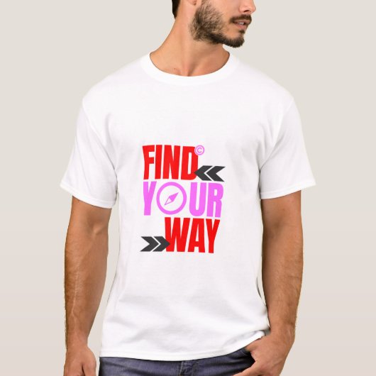 T-shirt blanc "Find On the Way" - Rouge gras et ro (Devant)