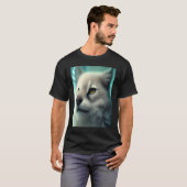 T-shirt Blanc Fluffé comme Léopard de neige Chat Kitten Li (Devant entier)