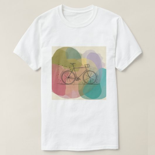 T-Shirt Blanc Graphique de Bicyclette Abstraite (Design devant)