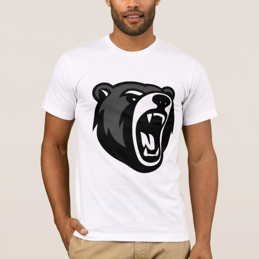 T-Shirt Blanc Graphique Ours Rugissant (Devant)
