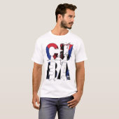 T-Shirt Blanc Graphique Texte Abstrait Drapeau de (Devant entier)