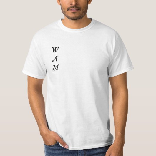 T-shirt blanc minimaliste "WAM" (Devant)