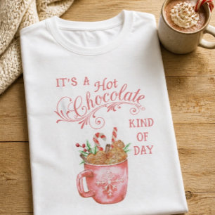 T-shirt blanc Mug Chocolat Chaud Noël Rose