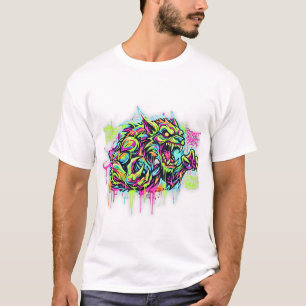 T-shirt blanc Neon Graffiti Monster – Street Art B