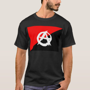 T-shirt Blanc noir et drapeau rouge d'anarchiste