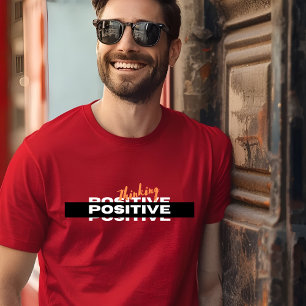T-shirt Blanc Noir Simple Typographie Positive T Chemise