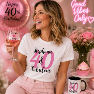 T-shirt blanc personnalisé 40 ans et fabuleux pour