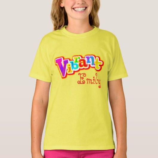 T-shirt blanc pour enfants vibrant nommé (Devant)
