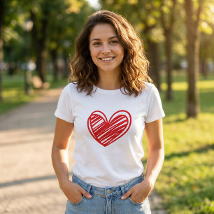 T-Shirt blanc pour femmes avec graphique de cœur m