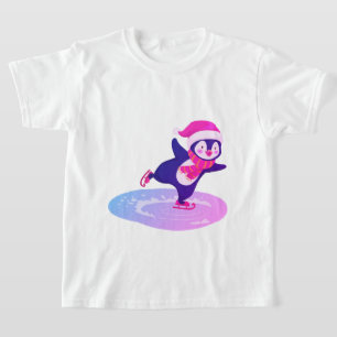 T-shirt blanc pour fille avec patinage sur glace d