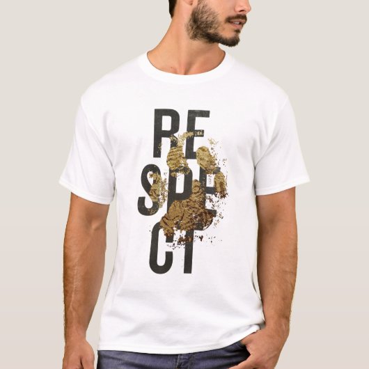 T-shirt blanc pour hommes avec impression respect (Devant)