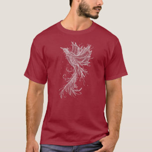 T-Shirt blanc Rising Phoenix en dessin linéaire