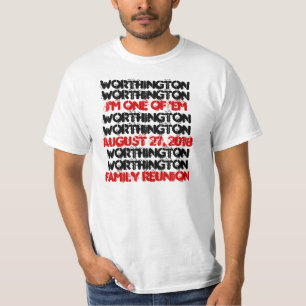 T-shirt Blanc rouge B001 de famille d'amusement de noir