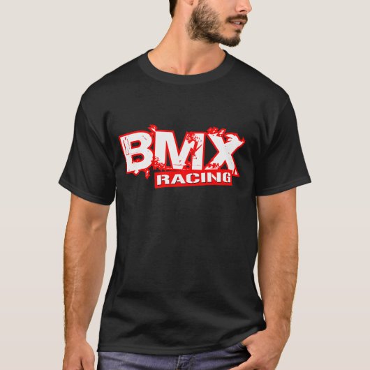 T-SHIRT BLANC ROUGE DE EMBALLAGE DE BMX (Devant)