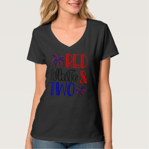 T-shirt Blanc rouge et deux 2e anniversaire 4 juillet Inde
